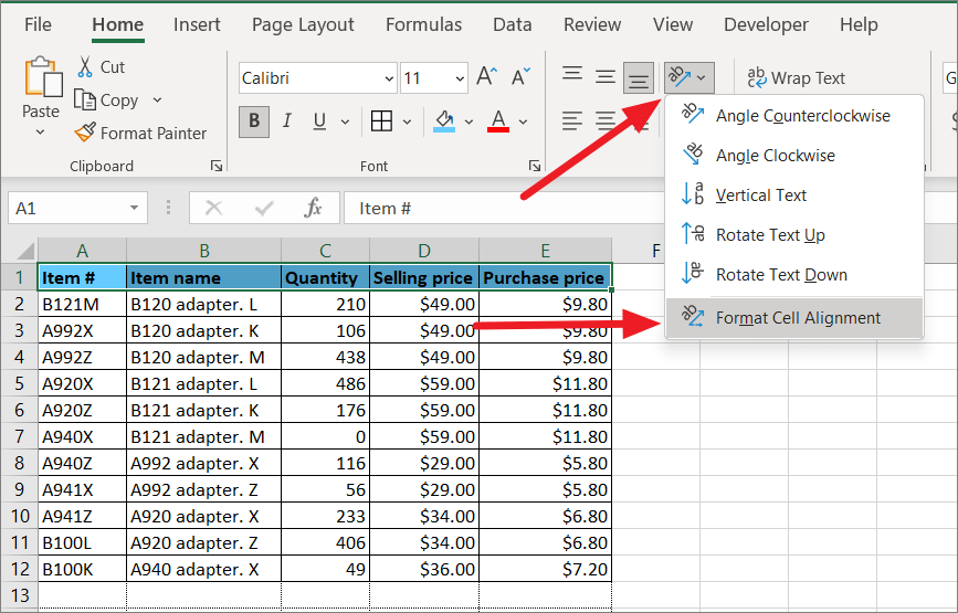 How to Rotate Text in Excel