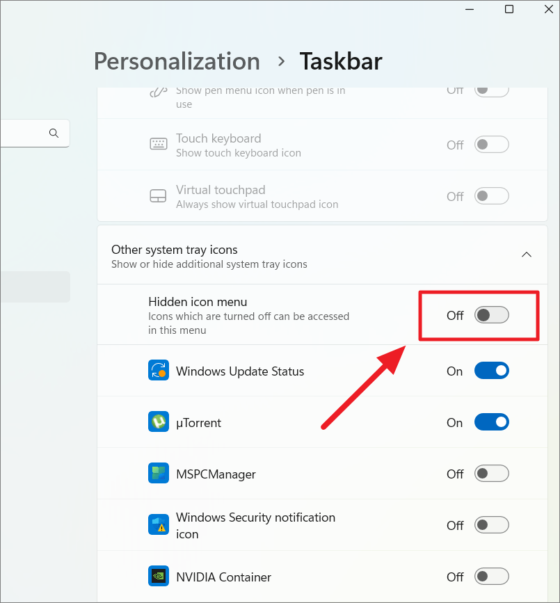 How to Hide System Tray Overflow Menu from Taskbar on Windows 11
