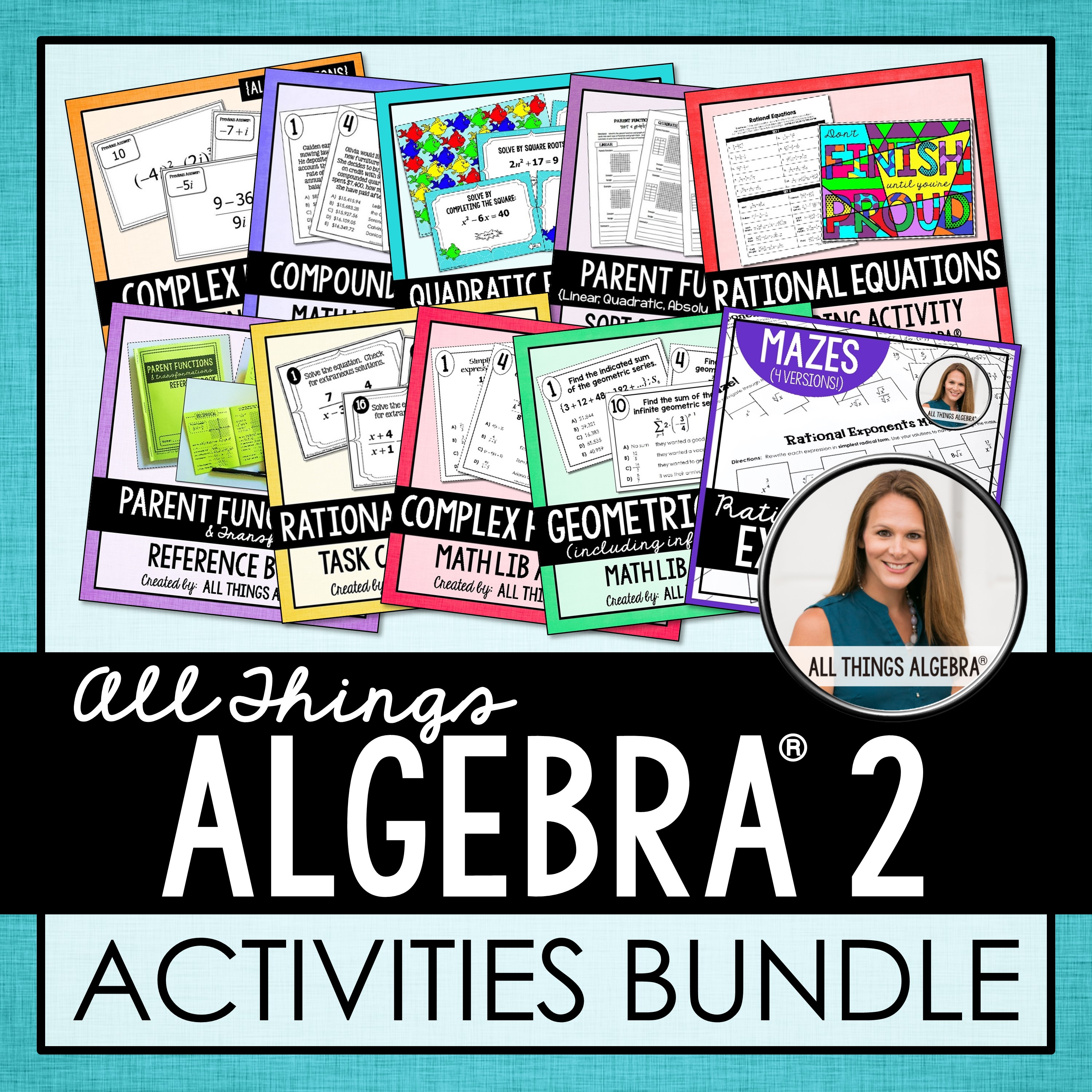 Algebra 2 Activities Bundle: Single Transferable License – All Things