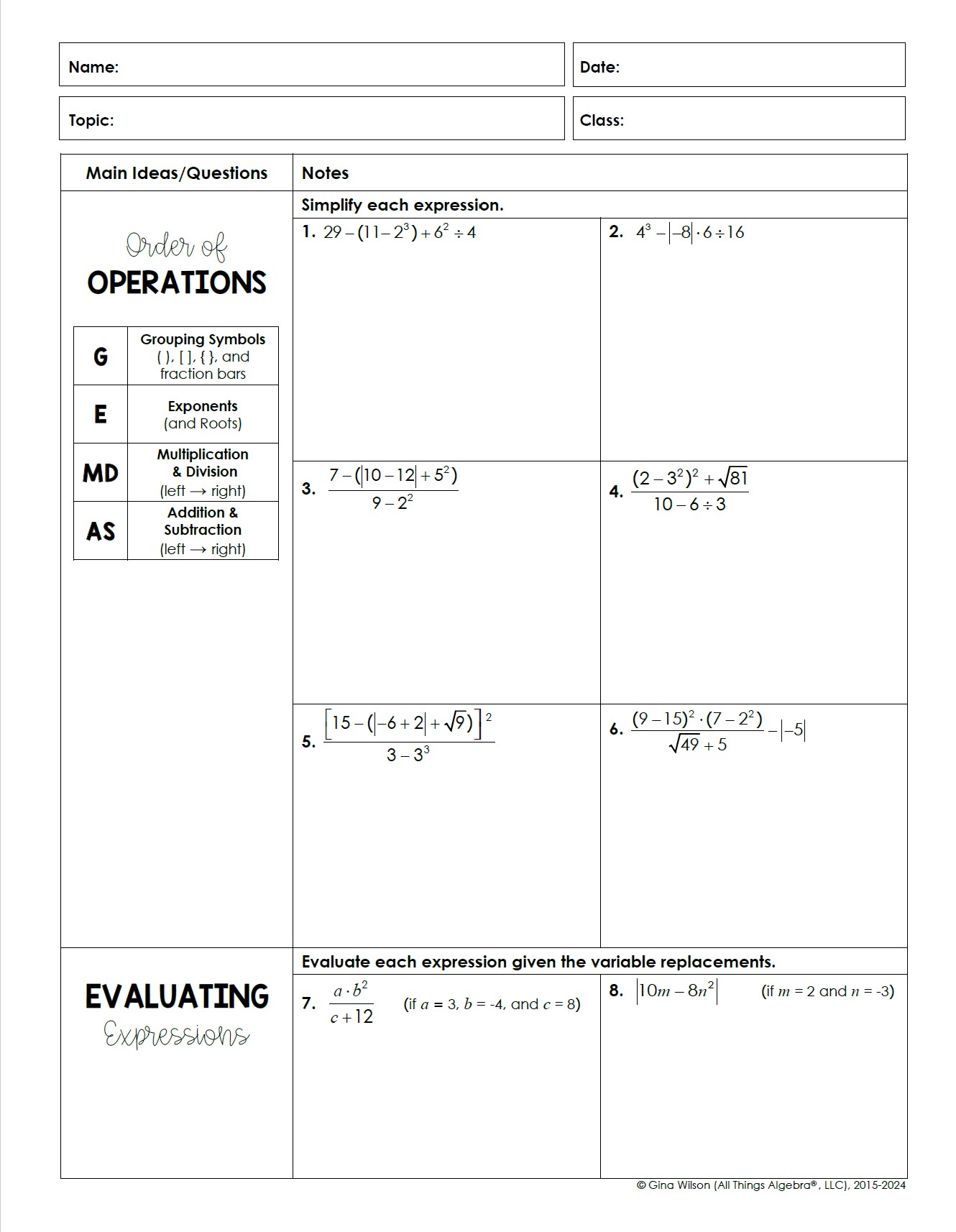 Algebra 2 Unit 1 Equations & Inequalities All Things Algebra®(03)