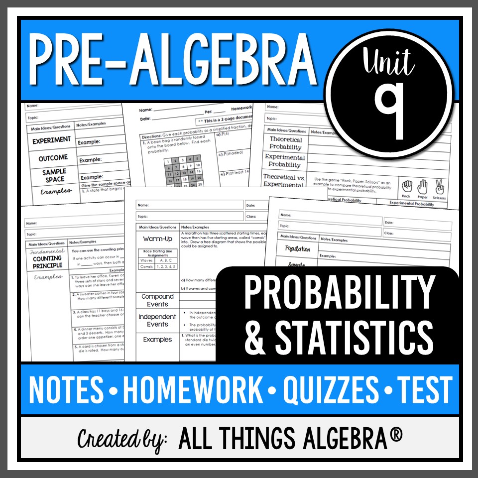 Pre-Algebra Unit 9: Probability & Statistics - All Things Algebra®