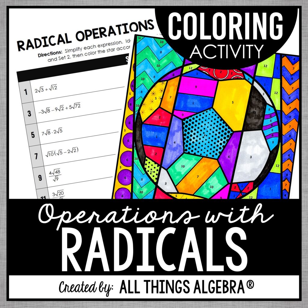 Radical Operations Coloring Activity - All Things Algebra®