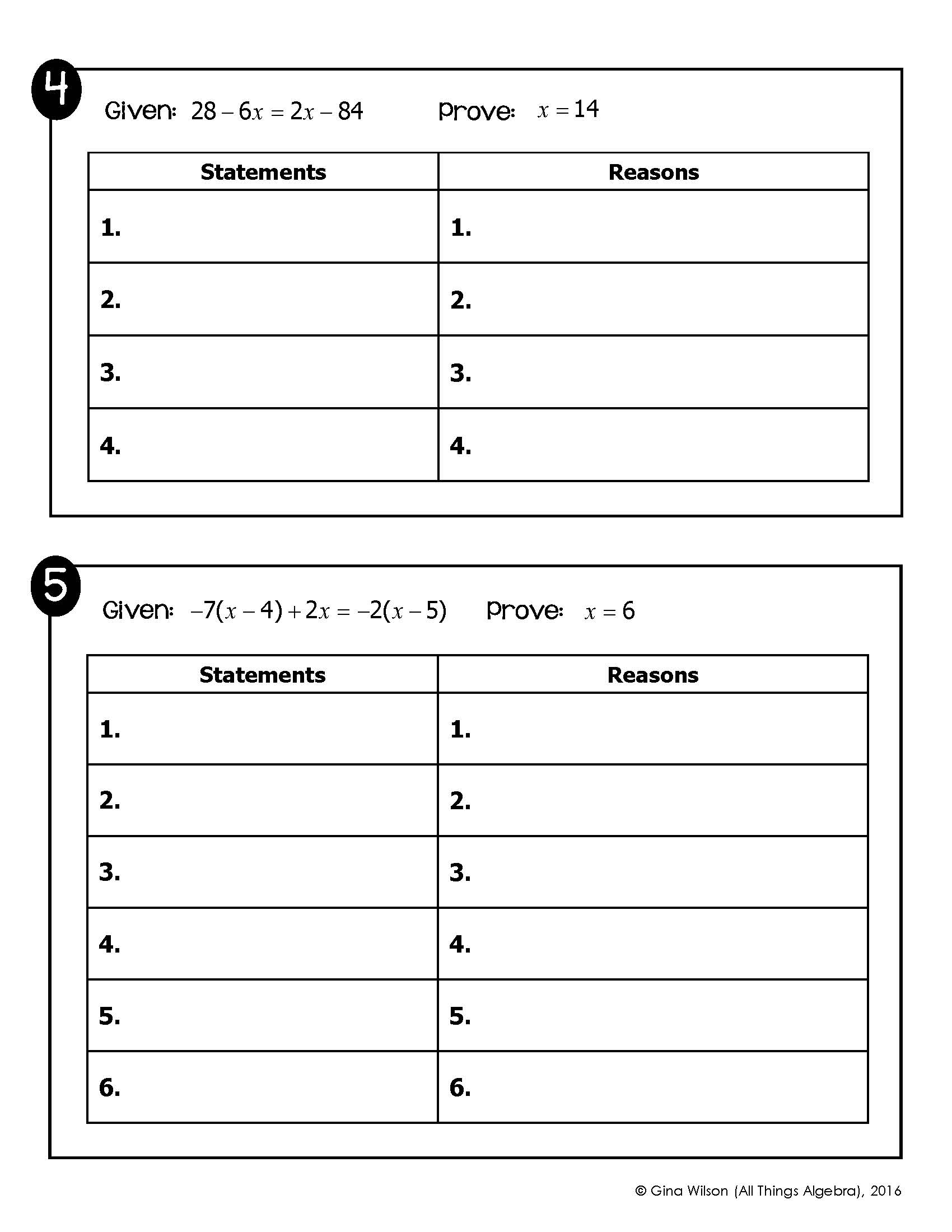 Algebraic Proofs (Set 1) Peel & Stick Activity - All Things Algebra®