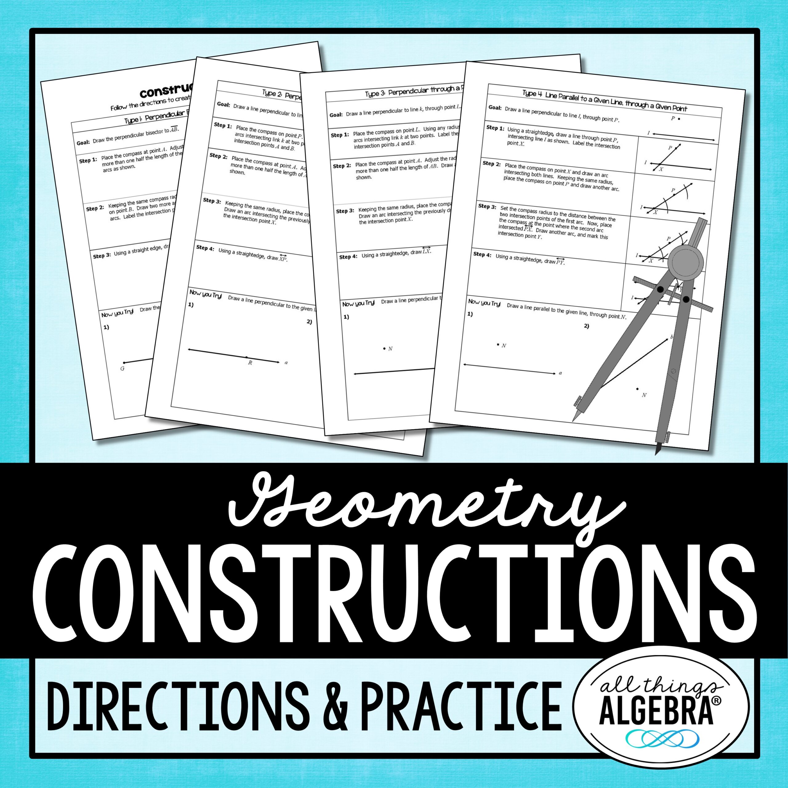 Geometry Constructions Instructions with Practice - All Things Algebra®
