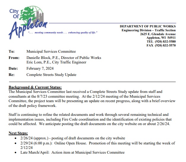 Municipal Services Committee Meeting 02/12/2024 Will Vote On