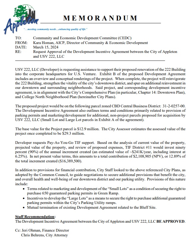 Common Council Meeting 03/20/2024 Will Vote On US Venture Project