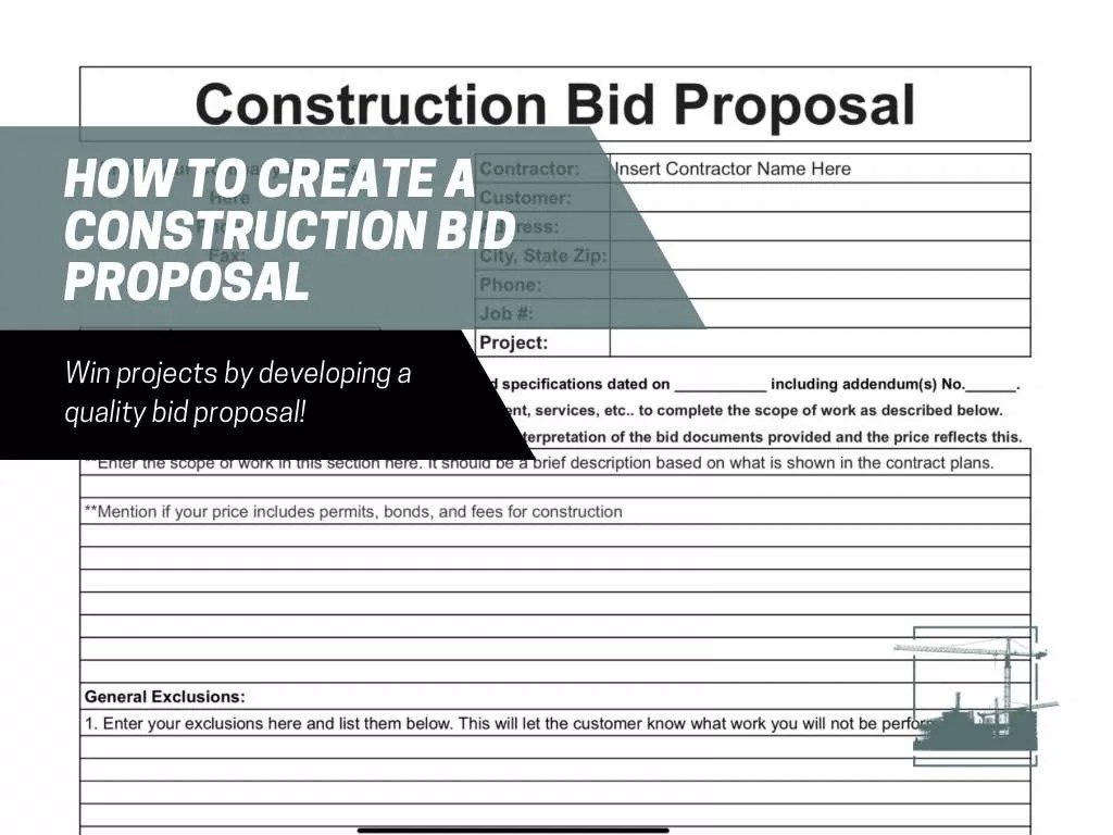 Construction Bid Proposal Example Free Template & Guide