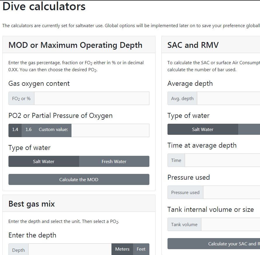 Dive calculators and converter are out All Things Diving