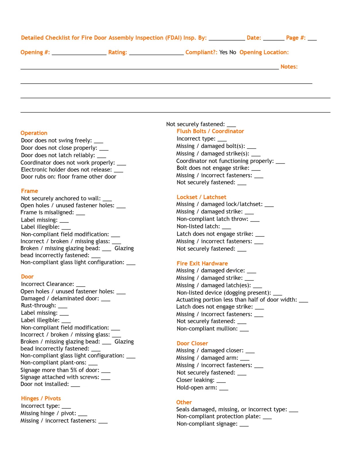 Nfpa Fire Door Inspection Forms My XXX Hot Girl