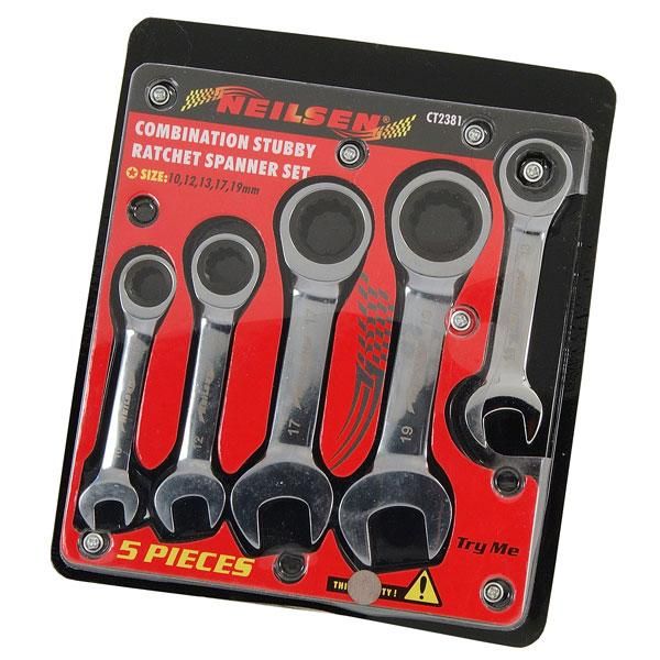 Combination Stubby Ratchet Wrench Set 5pc All Tools Direct