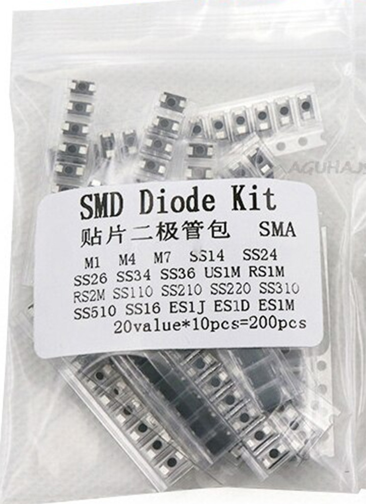 200Pcs SMD Diode Assorted Kit 20 values x 10Pcs Surface Mount All Top