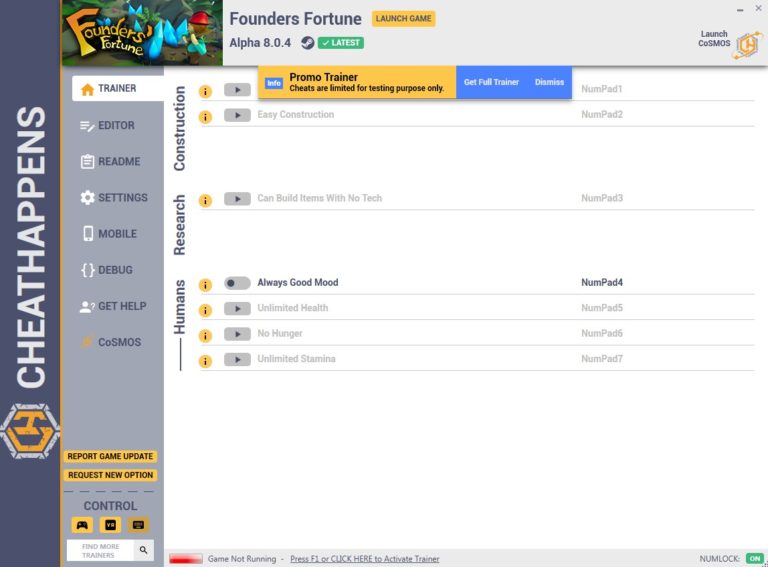 Founders Fortune Trainer +7, Cheats & Codes PC Games Trainers