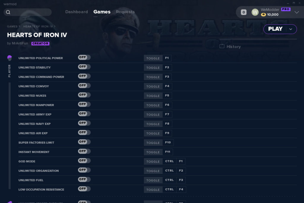 Hearts of Iron IV La Resistance Trainer +24, Cheats & Codes PC Games