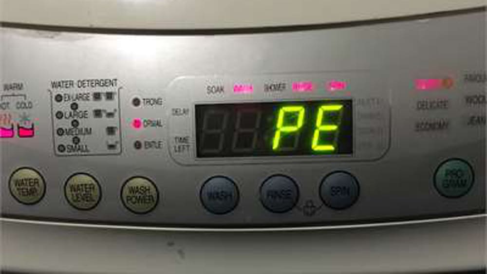 Meaning of PE error code in LG washing machine