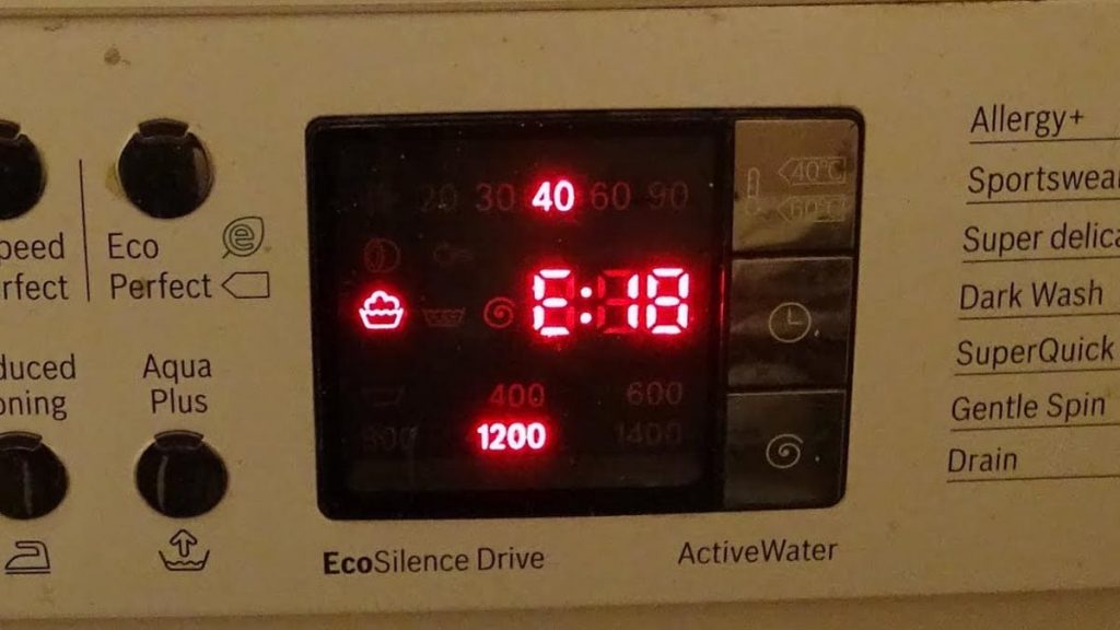 Several ways to get rid of error E18 on Bosch washing machine