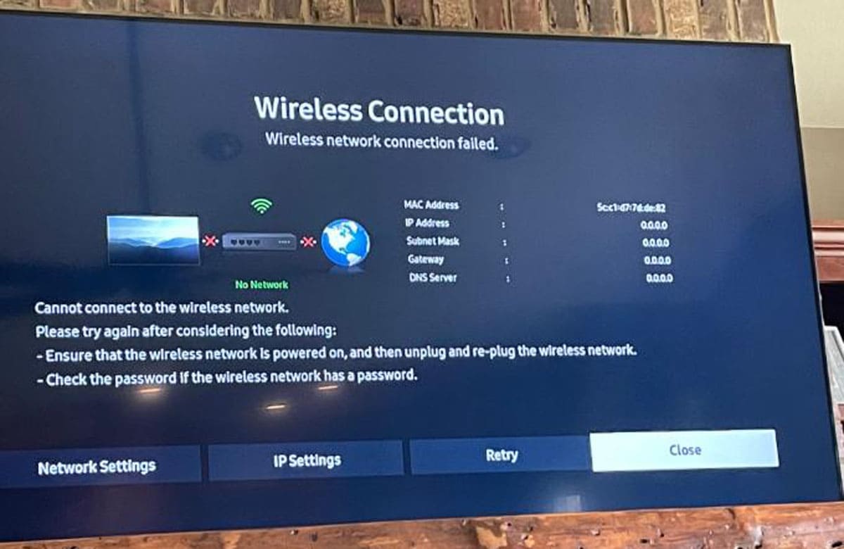 Samsung TV doesn’t connect to WiFi