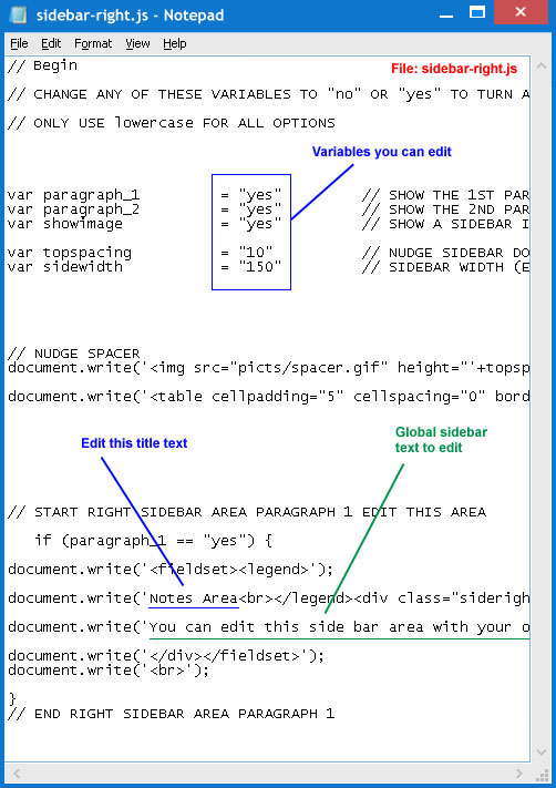 Editing the sidebar.js