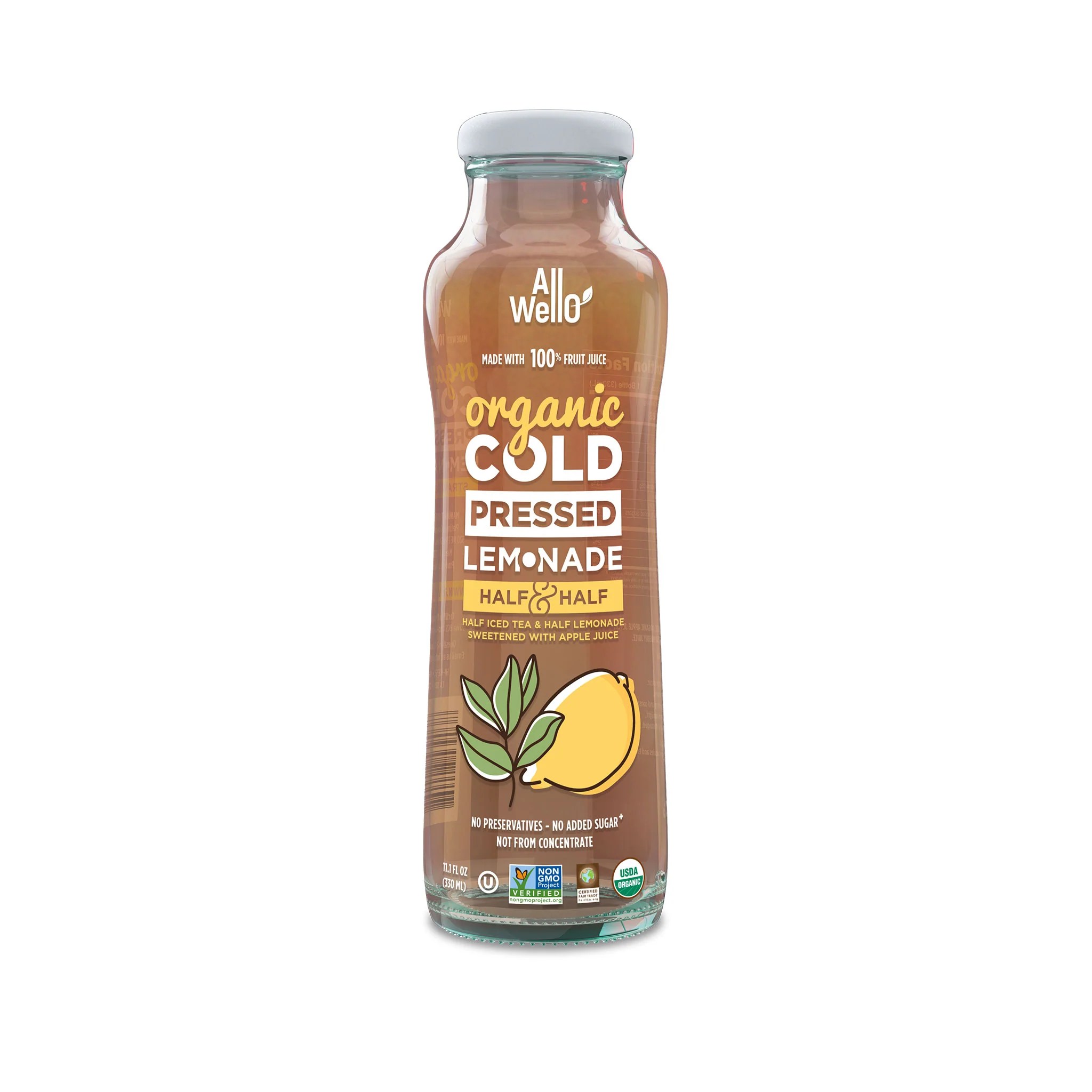 Organic ColdPressed Half Iced Tea & Half Lemonade 12 Pack AllWellO Organic ColdPressed Juice