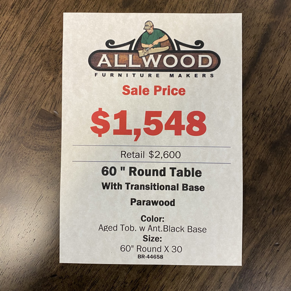 60" Hardwood Round Table Baton Rouge In Stock BR44658 ALL Wood