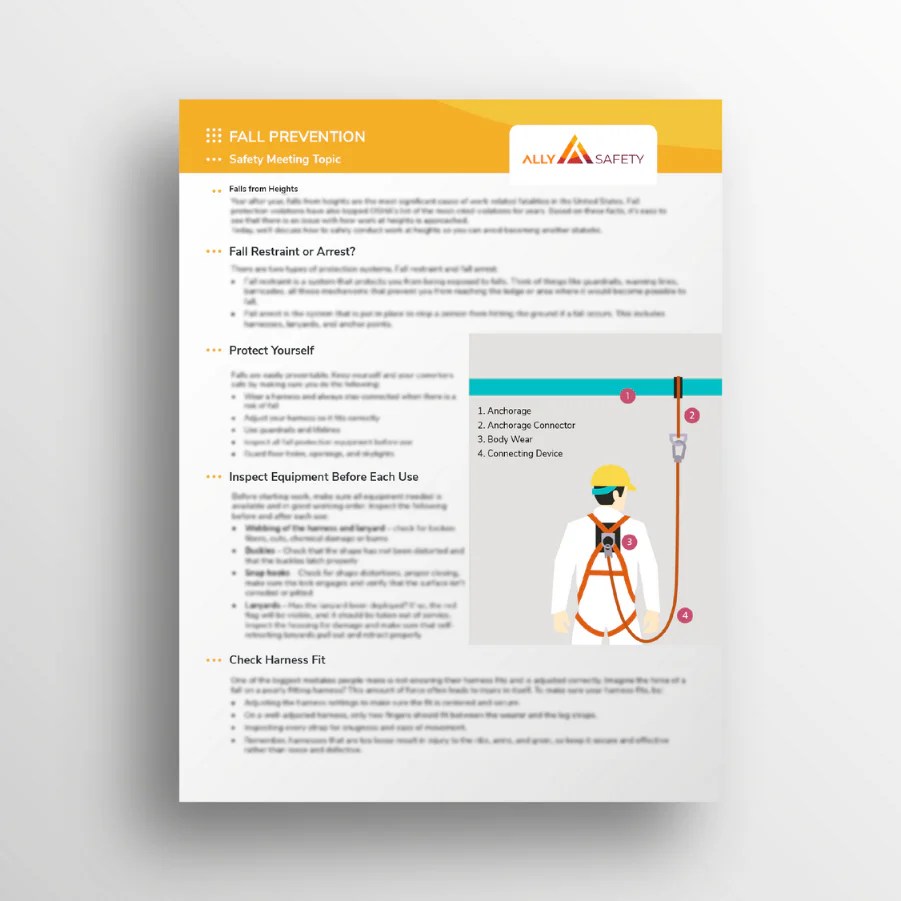 Fall Protection Toolbox Talk Ally Safety