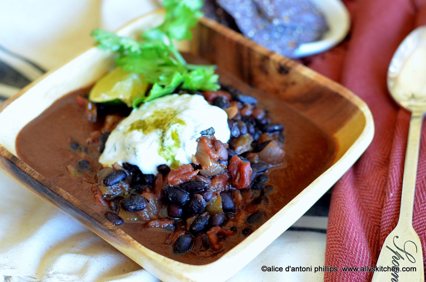 cuban black beans with yogurt sauce