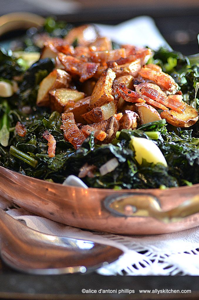 rainbow kale roasted potatoes bacon & maple syrup