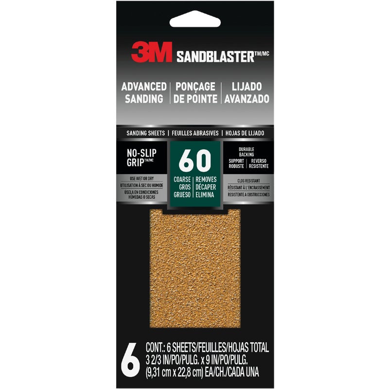 3M SandBlaster 60 Grit Coarse Sandpaper (6Pack) Almandoz Hardware Ltd.