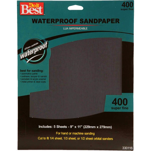 Do it Best Waterproof 9 In. x 11 In. 400 Grit Super Fine Sandpaper (5
