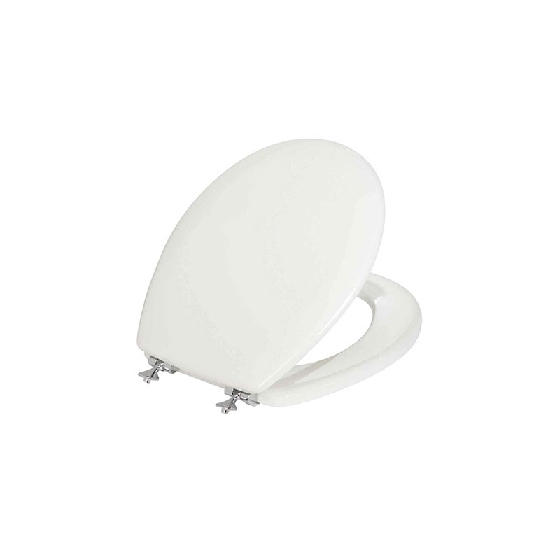 Mayfair Round Closed Front White Toilet Seat (Chrome Hinges) Almandoz