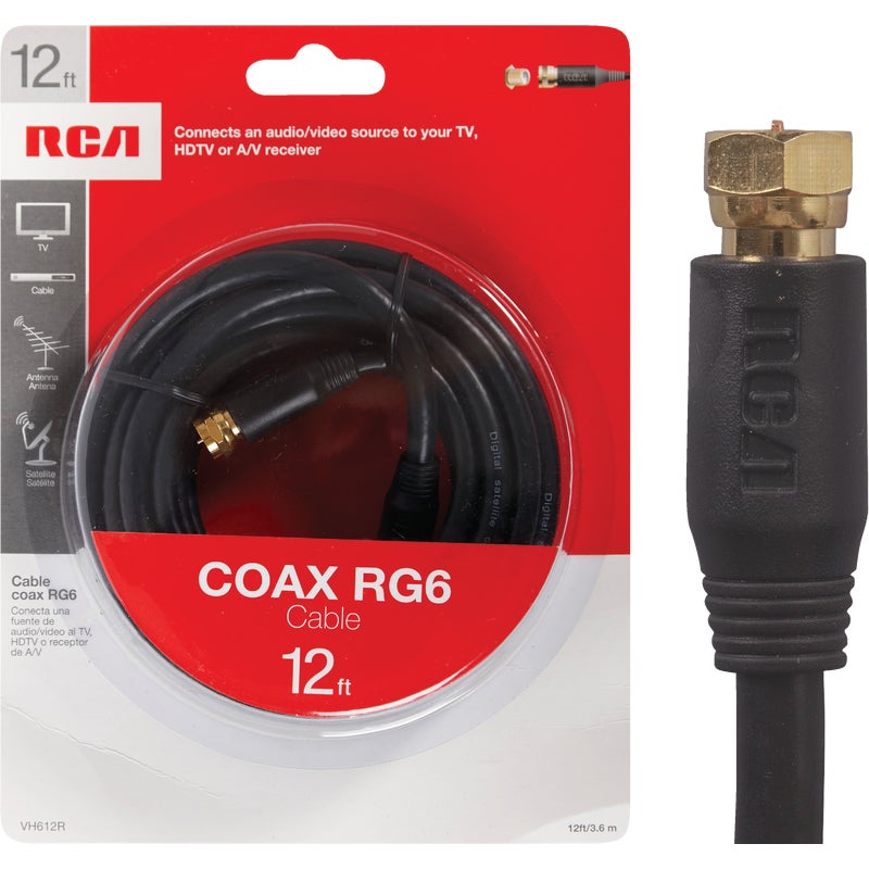 RCA 12 Ft. Black Digital RG6 Coaxial Cable Almandoz Hardware Ltd.