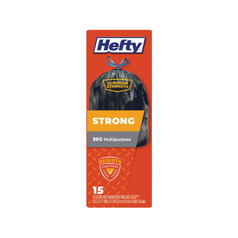 Hefty Strong 30 Gallon Large Black Trash Bag 15Pk Almandoz Hardware Ltd.