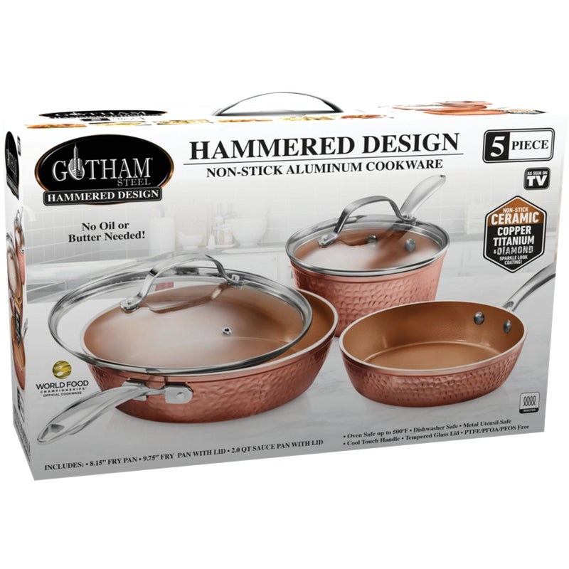Gotham Steel Hammered Cookware Set (5 Piece) Almandoz Hardware Ltd.