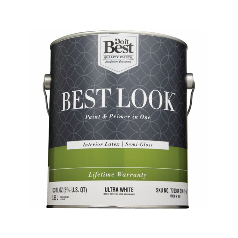 Best Look Interior Latex Semi Gloss Paint Ultra White 1 Gallon