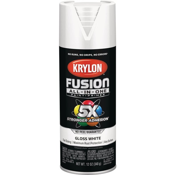 Krylon Fusion AllInOne Gloss Spray Paint & Primer, White Almandoz Hardware Ltd.