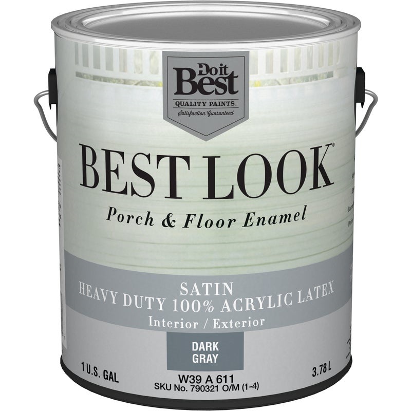 Best Look 1 Gal. Dark Gray HeavyDuty Acrylic Latex Satin Porch & Floor
