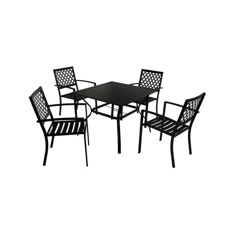 Outdoor Expressions 5 Piece Black Slat Dining Set Almandoz Hardware Ltd.