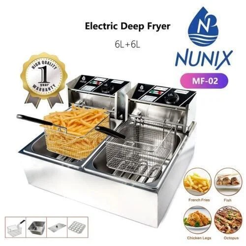 Nunix Commercial Double Deep Fryer 6L+ 6L Almar Designs and Appliances