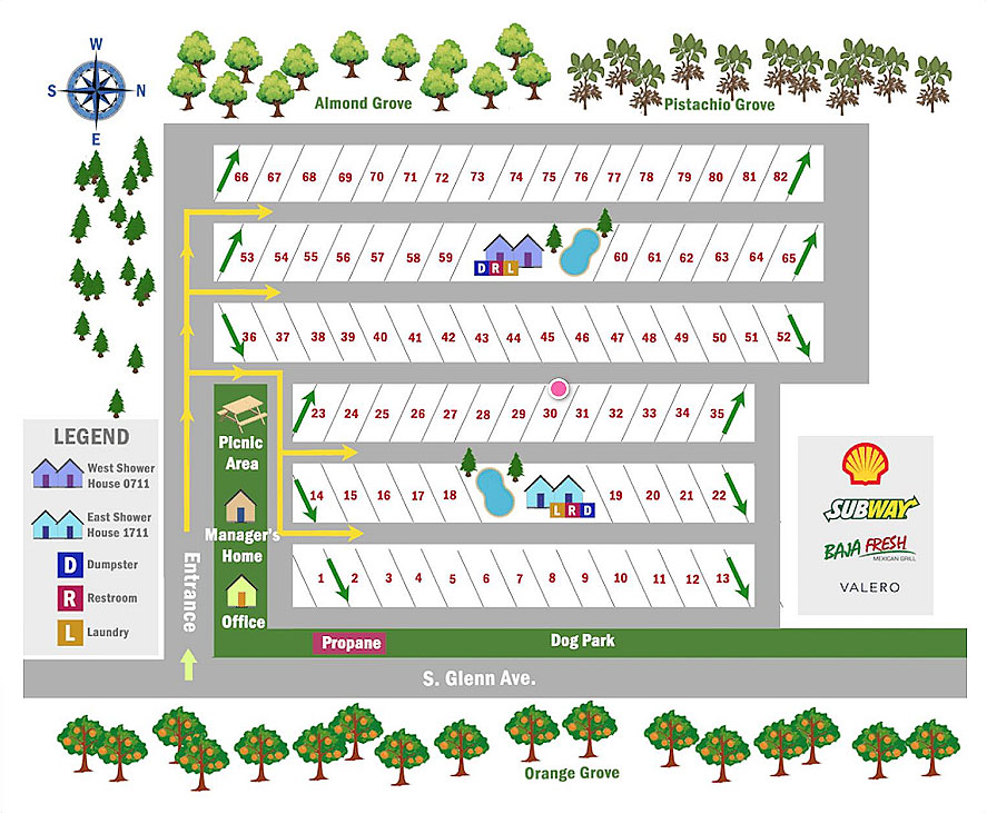 Park Map Almond Tree Oasis RV Park