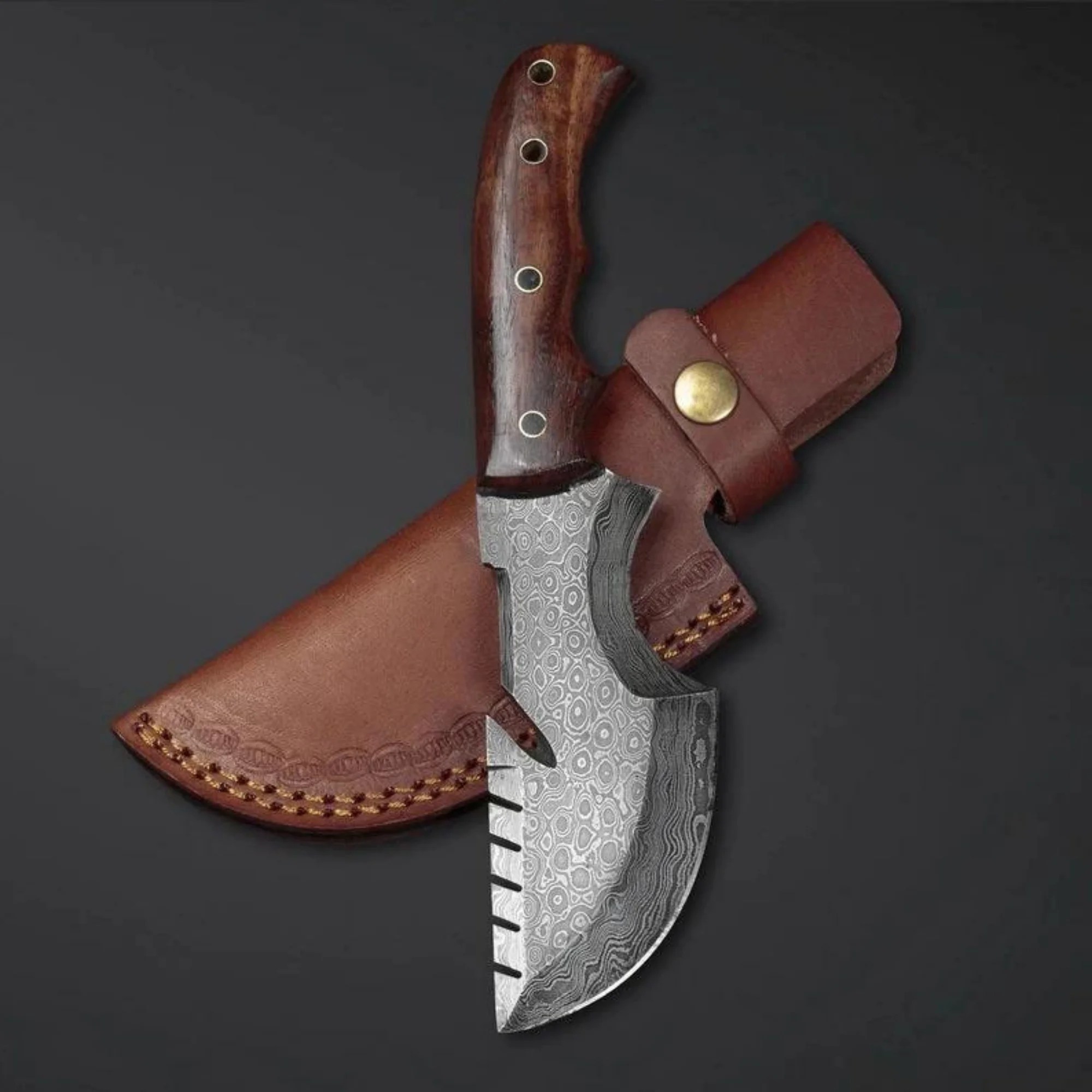 The Hunted Tracker Knife Handmade Damascus Hunter Knife