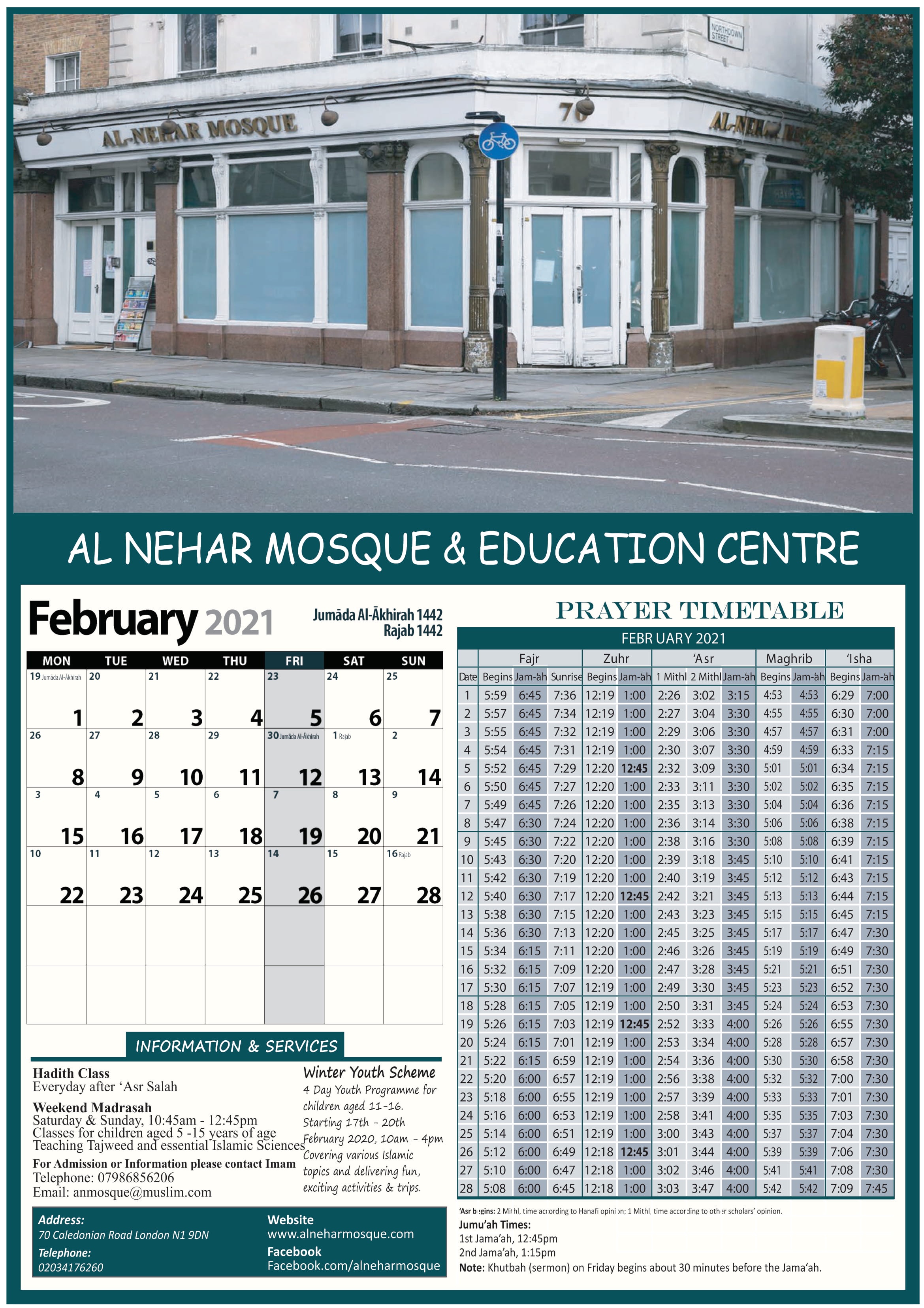 Prayer Times 2018 Anatolia Islamic Center
