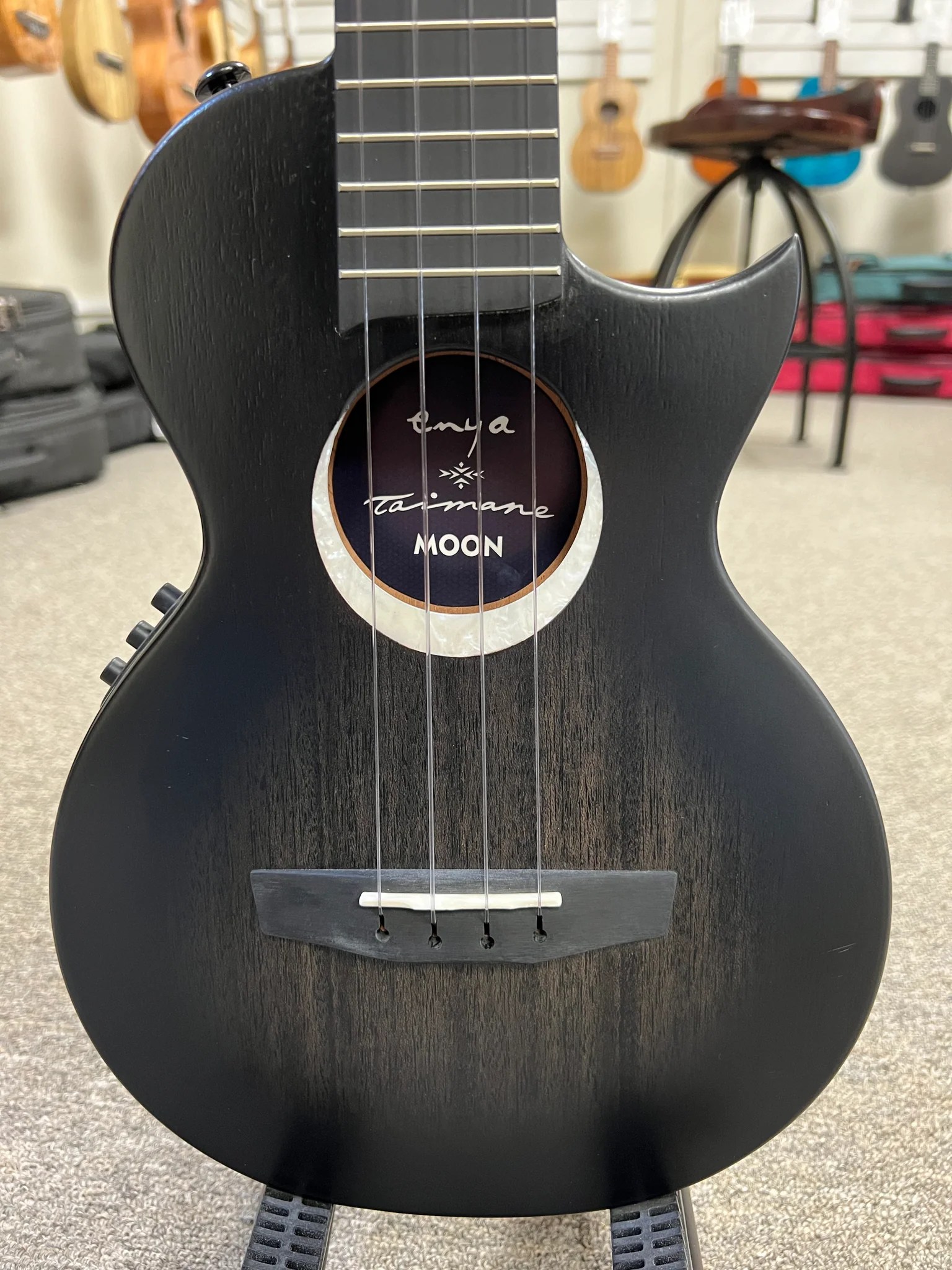 Enya Taimane Signature Moon Tenor Ukulele w/Case Acoustic Plus EUTMoon Black Aloha City Ukes