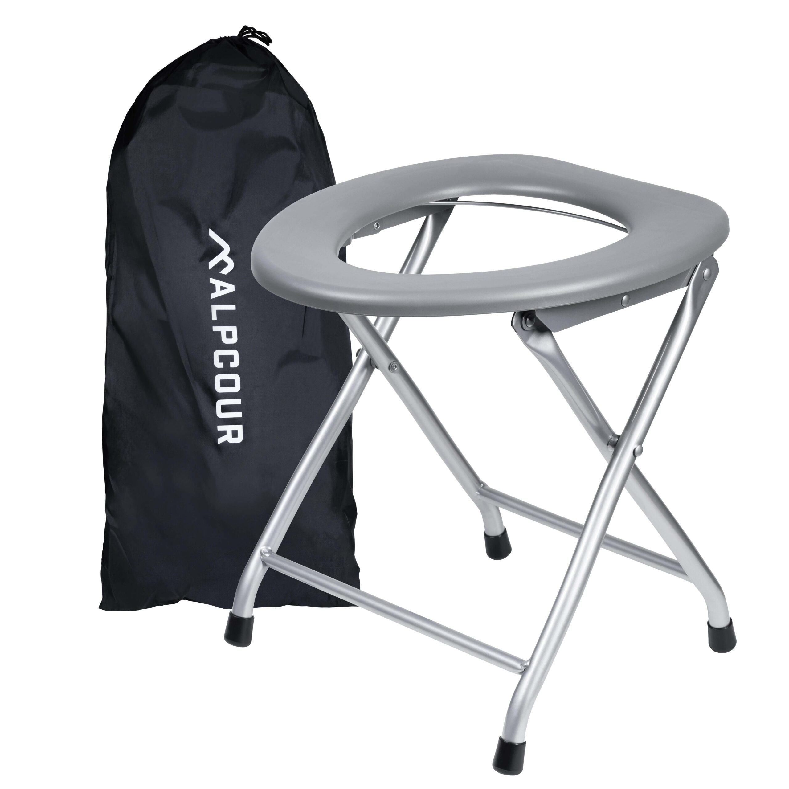 Portable Camping Toilet Seat with Trash Bag Hooks Alpcour