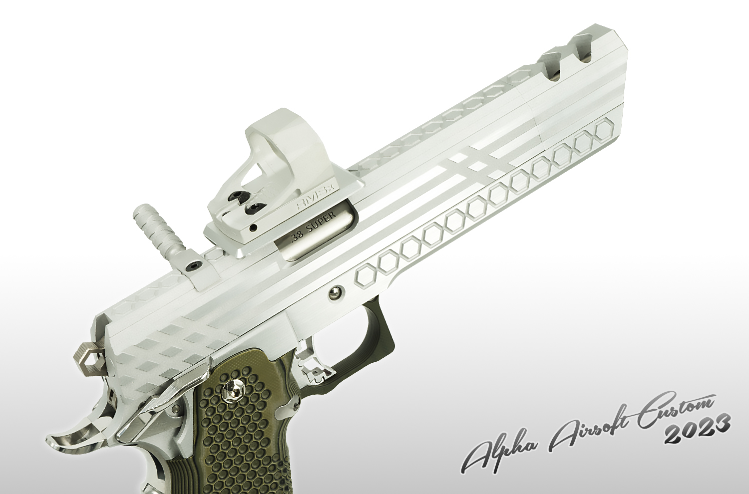 Alpha Airsoft Custom Smoking Holes Open Gun with SHIELD SIGHT RMSx