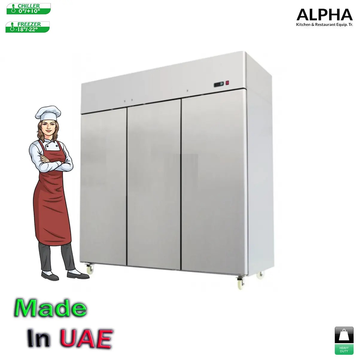 3 door upright chiller Alpha Kitchen Factory