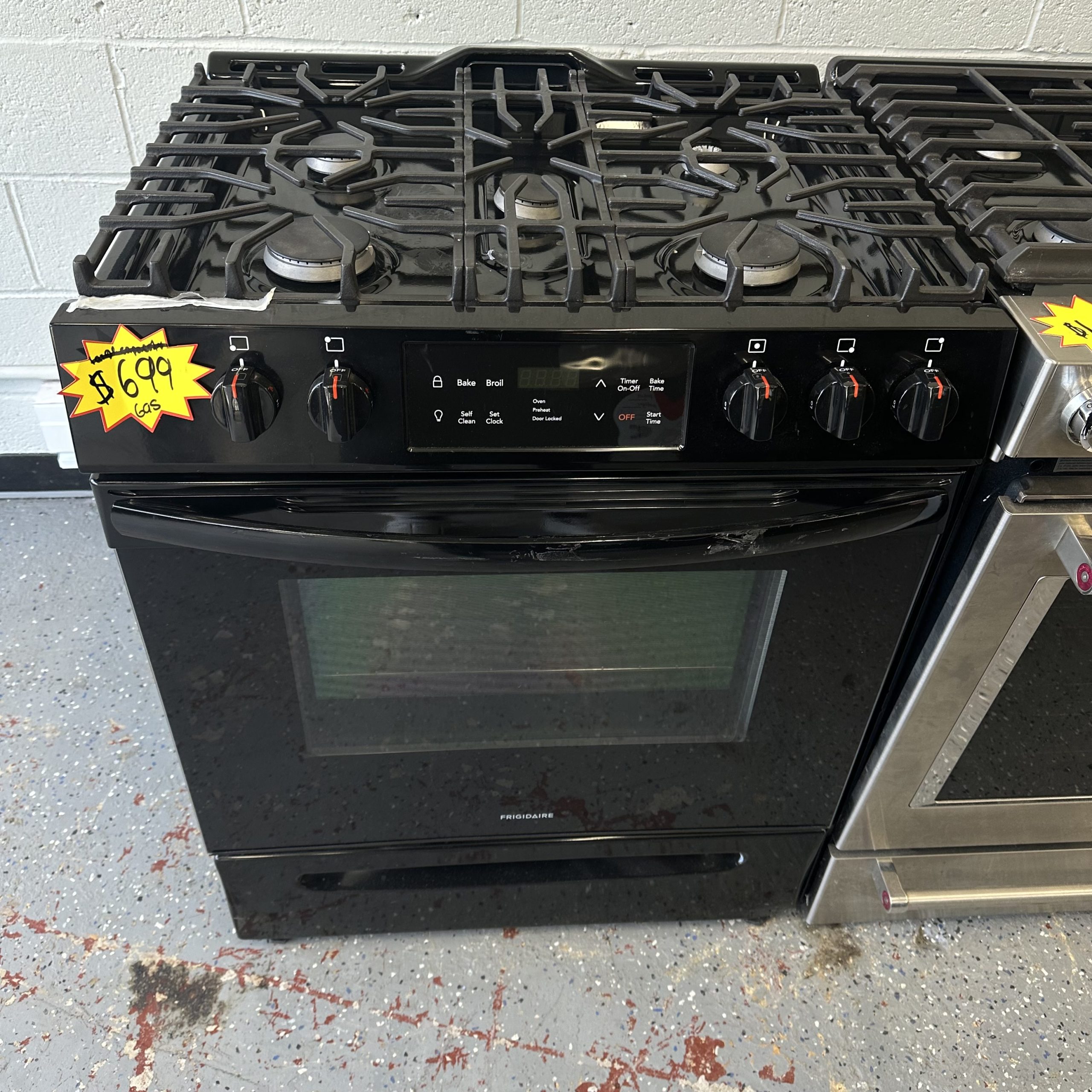 FRIGIDAIRE 30” Slide In Gas Range With Self Cleaning Oven In Black Alpha Appliances