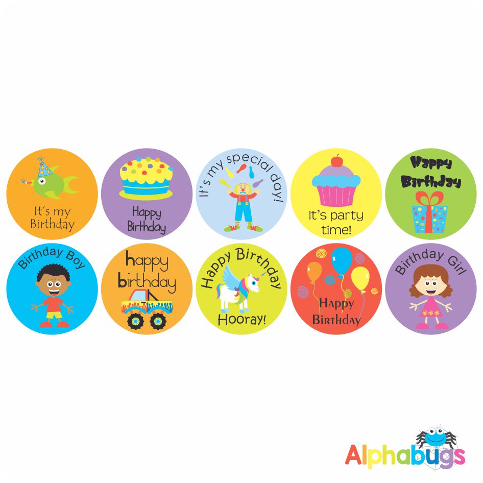 Birthday Stickers Pack 1 Alphabugs