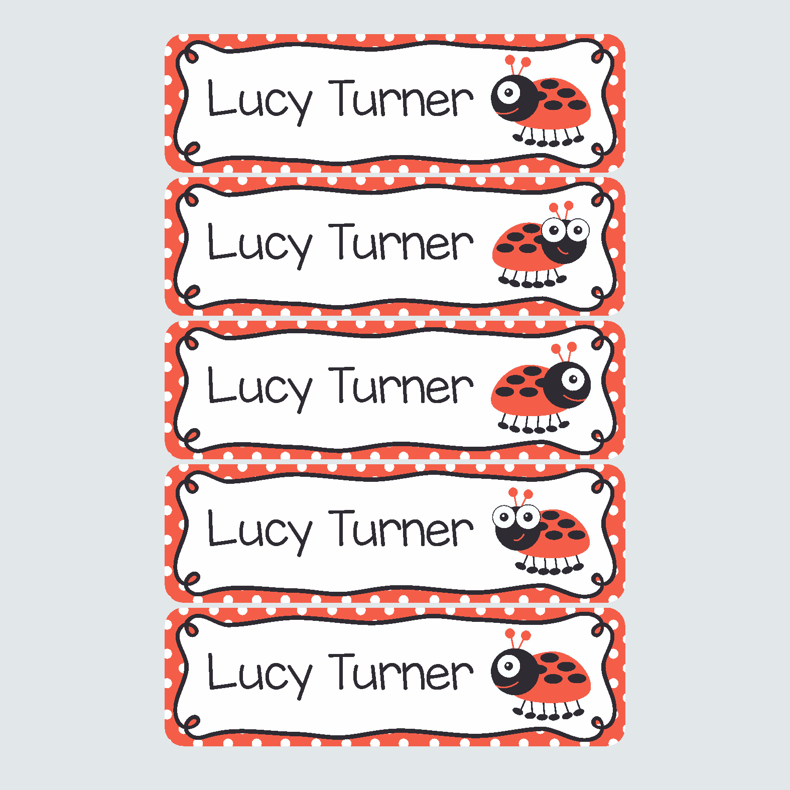 Large Name Labels Little Ladybug Alphabugs
