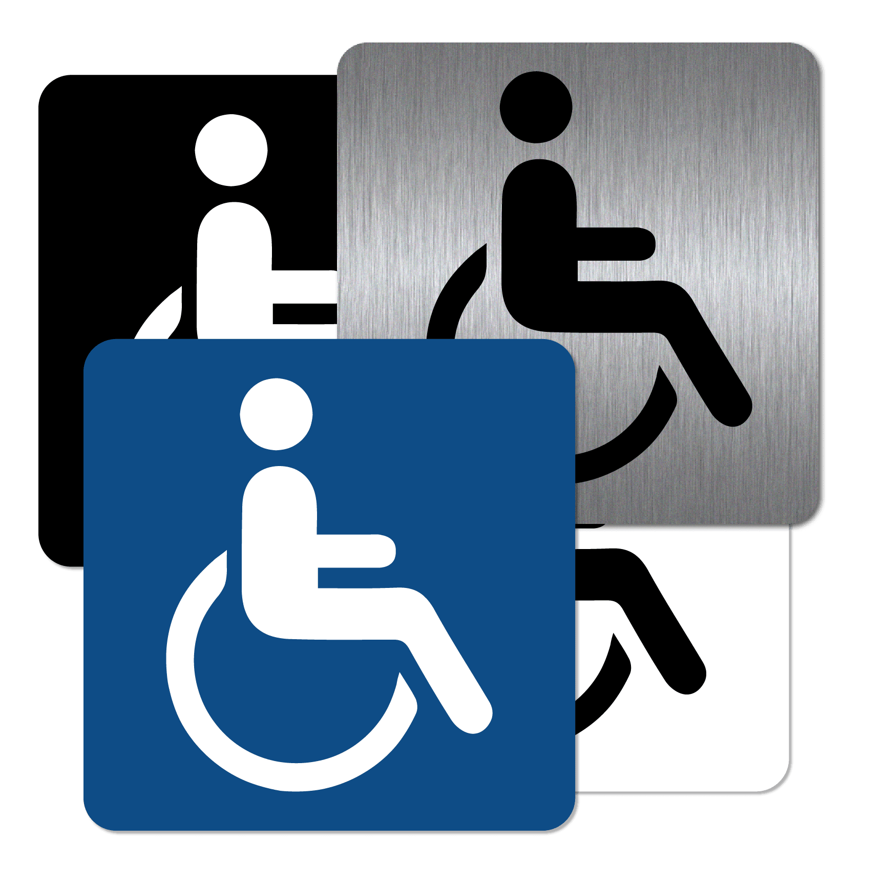 Disabled Wheelchair Sign 4 Pack 6x6 inch ADA Compliant Premium Front Adhesive Vinyl for Applying