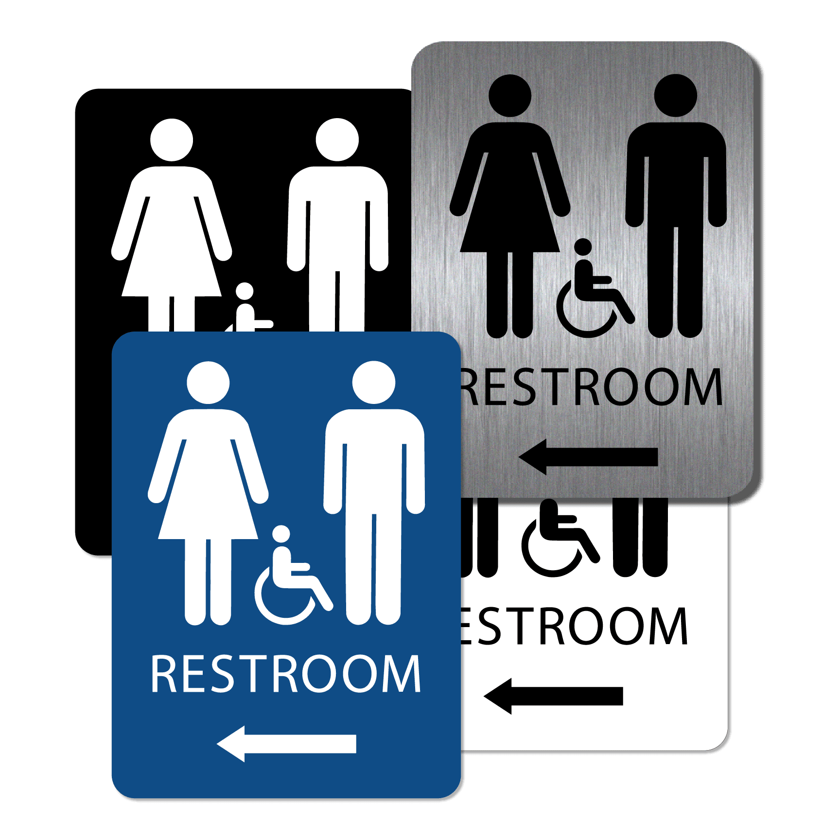 Unisex Handicap Bathroom Signs Left Arrow Alpha Dog ADA Signs