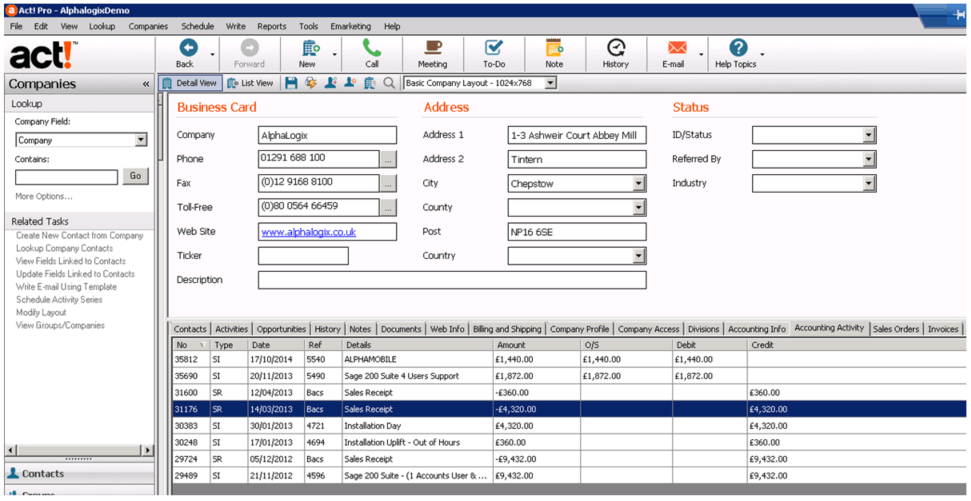 Act! Sage 50 Integration inking Act! CRM with Sage 50 ACT CRM